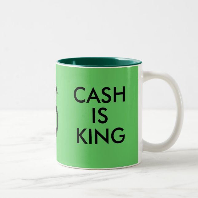 DENKE ÖKOLOGISCH/CASH IST KÖNIG Tasse (Rechts)