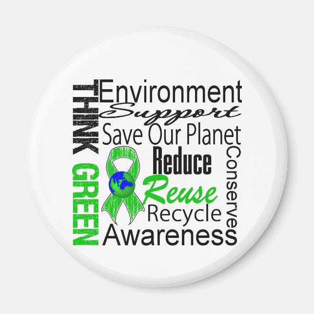 Denke ökologisch Environment Collage Magnet (Vorne)