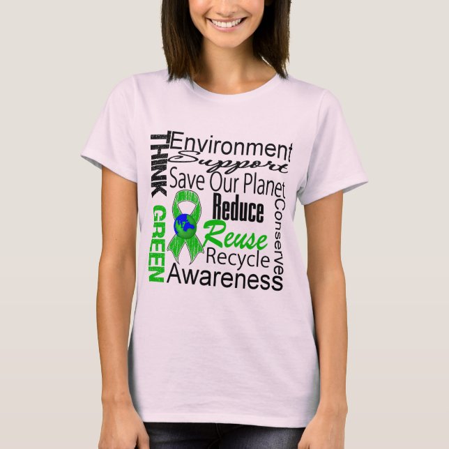 Denke ökologisch Environment Collage T-Shirt (Vorderseite)