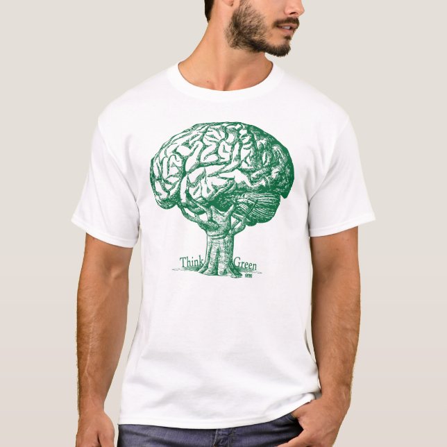 Denke ökologisch-Gehirn-Baum T-Shirt (Vorderseite)