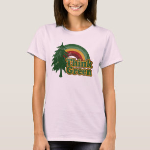Denke ökologisch Retro Rainbow Earth Day T - Shirt