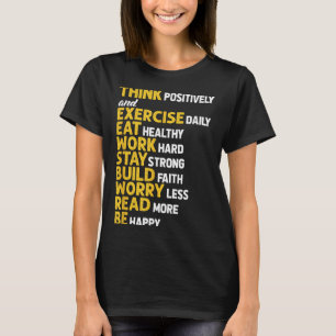 Denke Positiv Täglich Sport treiben Gym Workout Mo T-Shirt