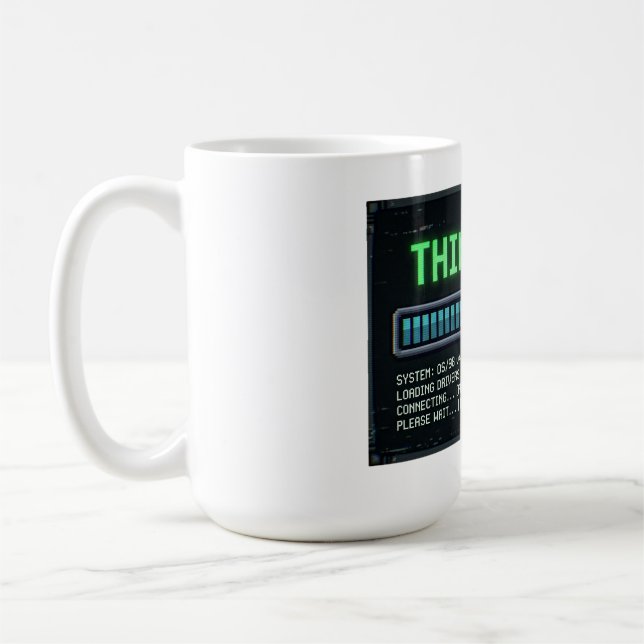 Denken 99 Prozent Ladezeit Lustiger Retro-Computer Kaffeetasse (Links)