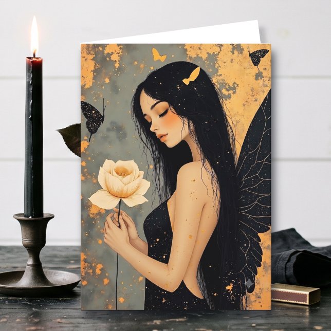 Denken an dich | | Gothic Engel und Rose Karte (Von Creator hochgeladen)