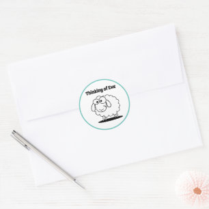 Denken an Ewe Lamb Sheep Niedlichen Cartoon Runder Aufkleber
