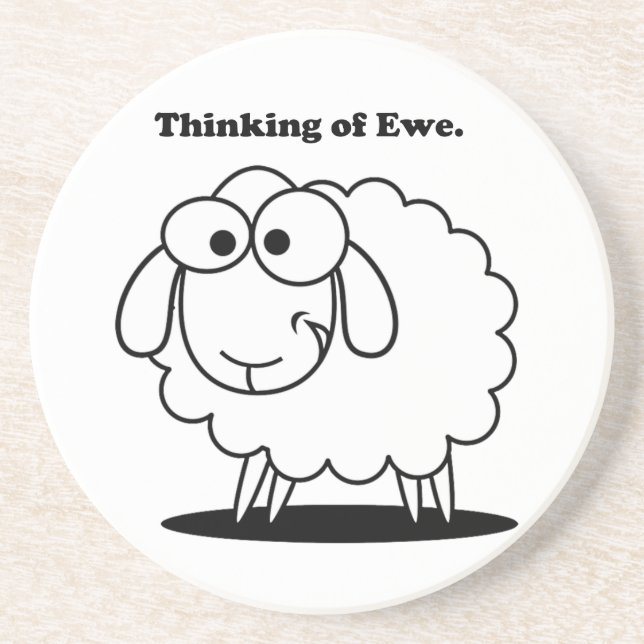 Denken an Ewe Lamb Sheep Niedlichen Cartoon Untersetzer (Vorne)