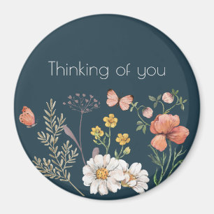 Denken an Sie Botanische Wildblume Boho Magnet