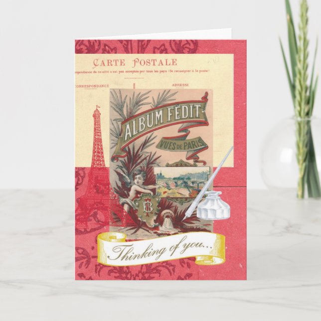 Denken an Sie Pariser Collage Karte (Vorderseite)