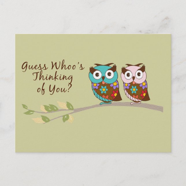 Denken an Whoo Owl Card Postkarte (Vorderseite)
