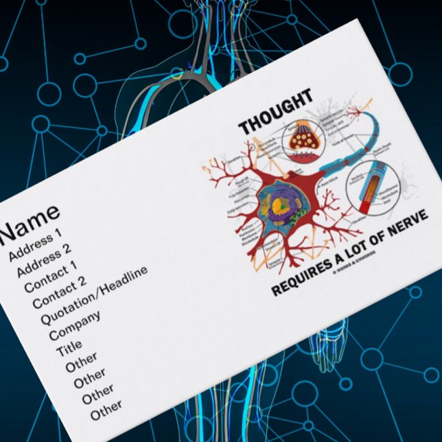 Denken erfordert eine Menge Nerv (Neuron/Synapse) Visitenkarte (Neuropsychology business card for any thinker who knows that "Thought Requires A Lot Of Nerve")
