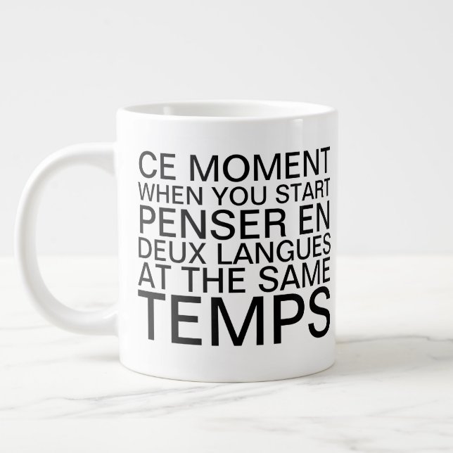 Denken in Französisch und Englisch Grammar Typogra Jumbo-Tasse (Links)