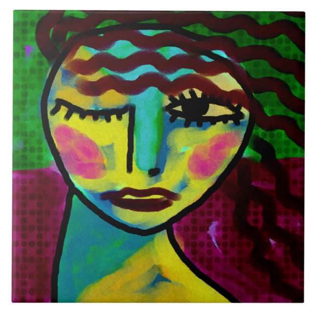 Denken originelle Abstrakte digitale Malerei Fliese (Vorderseite)