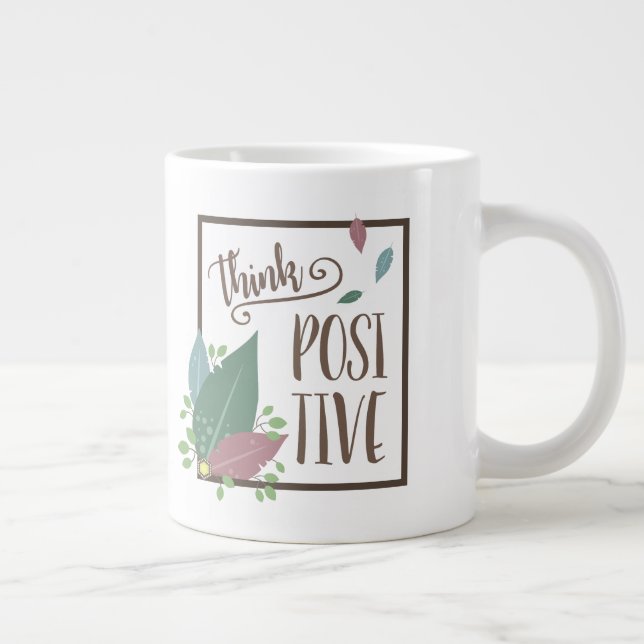 Denken positive Motivation Zitat feather boho Jumbo-Tasse (Rechts)