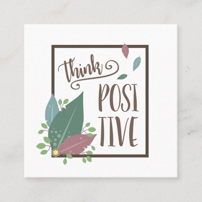 Denken positive Motivation Zitat feather boho Quadratische Visitenkarte (Vorderseite)