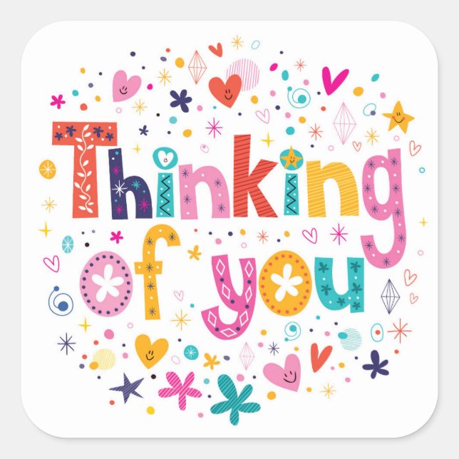 Denken Quadratischer Aufkleber (Vorderseite)