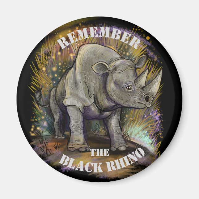 Denken Sie an Black Rhino Magnet (Vorne)