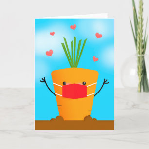 Denken Sie an Carrot in Coronavirus Gesichtsmaske Feiertagskarte