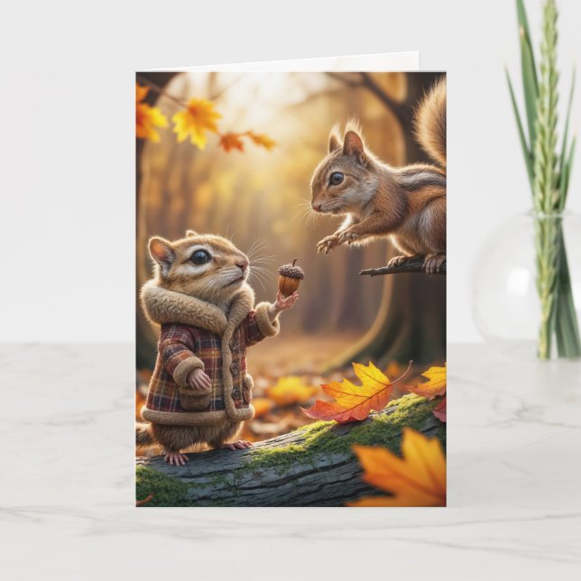 Denken Sie an Chipmunk mit einem Acorn Karte (Vorderseite)