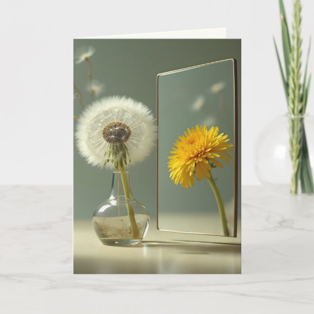 Denken Sie an Dandelion Reflection in a Mirror Karte (Vorderseite)