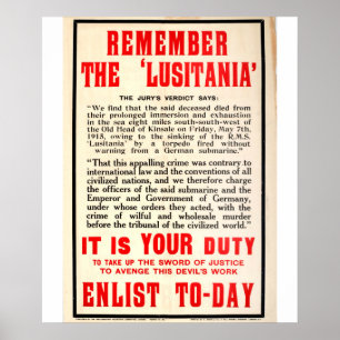 Denken Sie an das "Lusitania"_Propaganda-Poster Poster