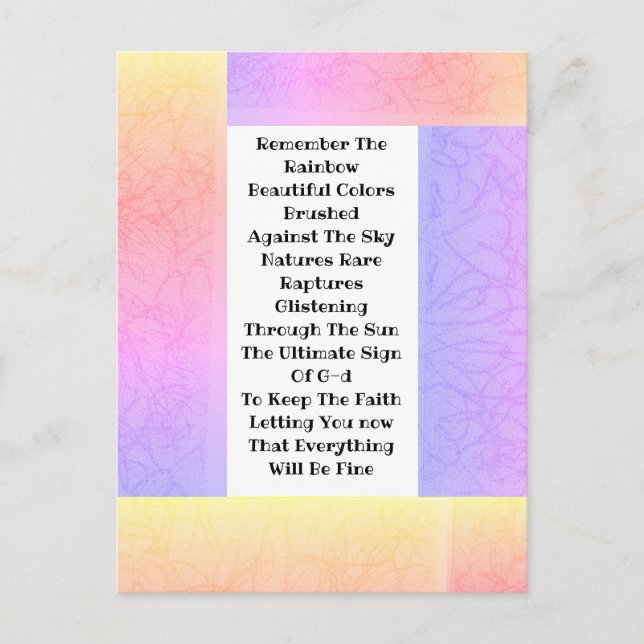 Denken Sie an den Regenbogen Postkarte (Vorderseite)