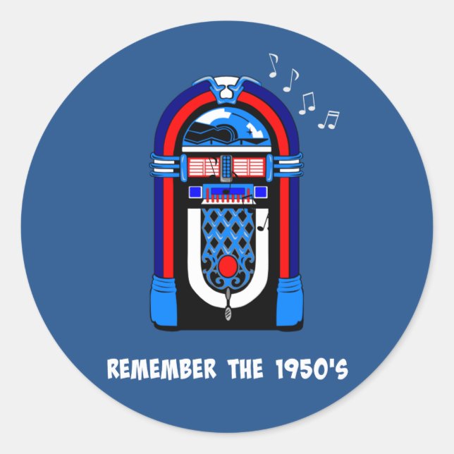 Denken Sie an den weißen Text der 1950er Jahre in  Runder Aufkleber (Vorderseite)