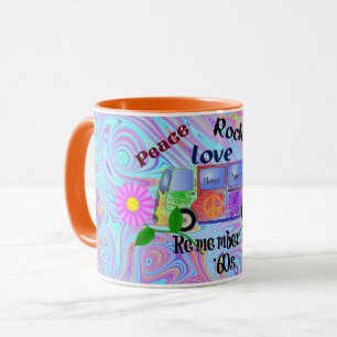 Denken Sie an die 60er, psychedelisches Design, Tasse