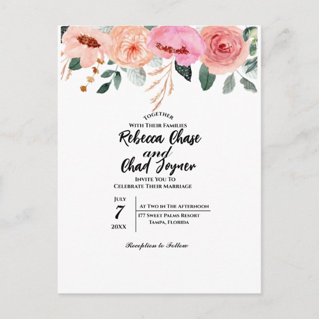 Denken Sie an die Einladung zur Hochzeit der Blume Postkarte (Vorderseite)