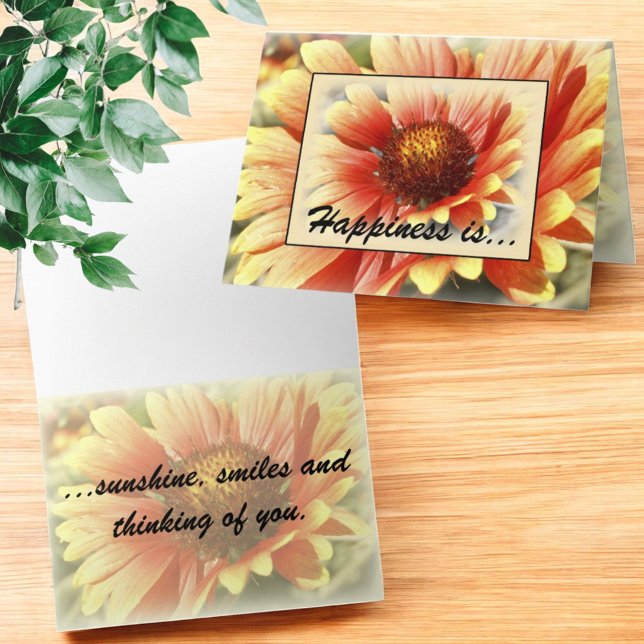 Denken Sie an die Sun-gedrehte Blume-Vorlage Karte (Cover and inside template folded greeting card)
