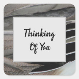 Denken Sie an Duck Feather Foto Moderne Quadratischer Aufkleber