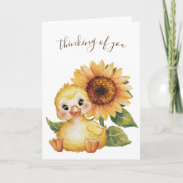 Denken Sie an Duckling und Sonnenblumen Karte