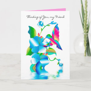 Denken Sie an Freunde Hummingbird & Blume  Karte