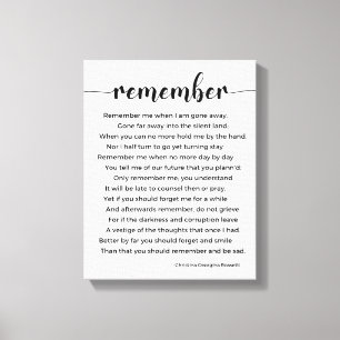 Denken Sie an Gedicht von Christina Georgina Rosse Leinwanddruck