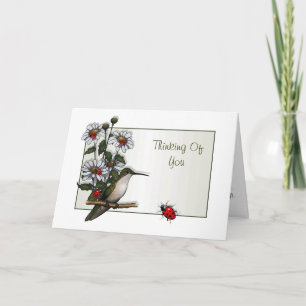 Denken Sie an:  Hummingbird, Daisis, Ladybugs Karte
