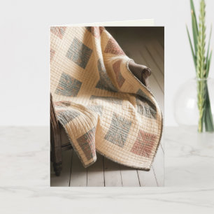 Denken Sie an Ihr altes Quilt auf einem Sessel Karte