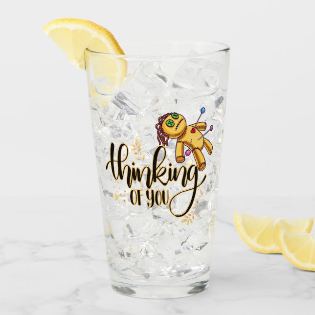 Denken Sie an Ihr Funny Halloween Voodoo Doll Glas (Vorderseite Ice)