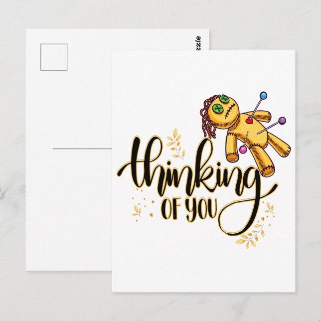 Denken Sie an Ihr Funny Halloween Voodoo Doll Postkarte (Vorne/Hinten)