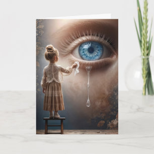 Denken Sie an Ihr kleines Mädchen, das Tränen wegw Karte