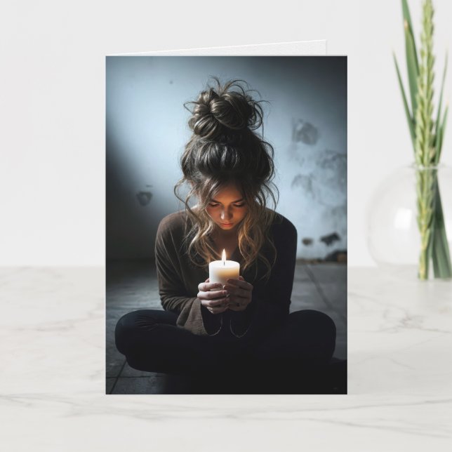 Denken Sie an Ihr Mädchen in einem dunklen Raum Karte (Vorderseite)