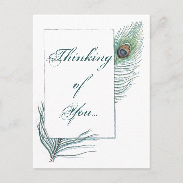 Denken Sie an Ihr Pfau Feather Inspiration Postkarte (Vorderseite)
