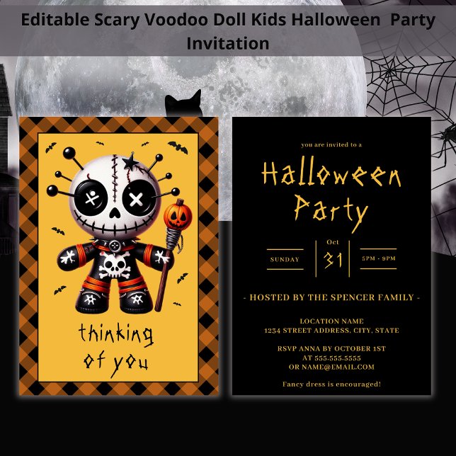 Denken Sie an Ihr Voodoo Doll Halloween-Party Einladung (Von Creator hochgeladen)