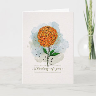 Denken Sie an Ihre Orange Watercolor Blume Card Karte