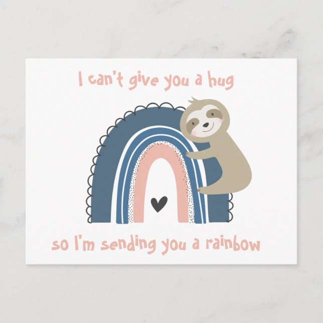 Denken Sie an Ihre Rainbow Sloth Post Card Postkarte (Vorderseite)