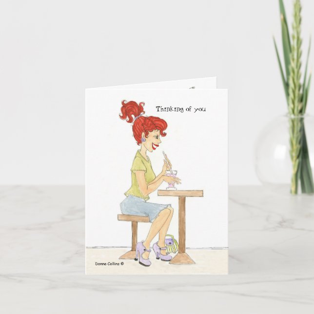 Denken Sie an Ihre Soda Girl Note Card Karte (Vorderseite)
