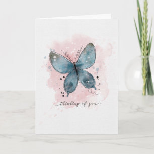 Denken Sie an Ihre Watercolor Blue Butterfly Card Karte