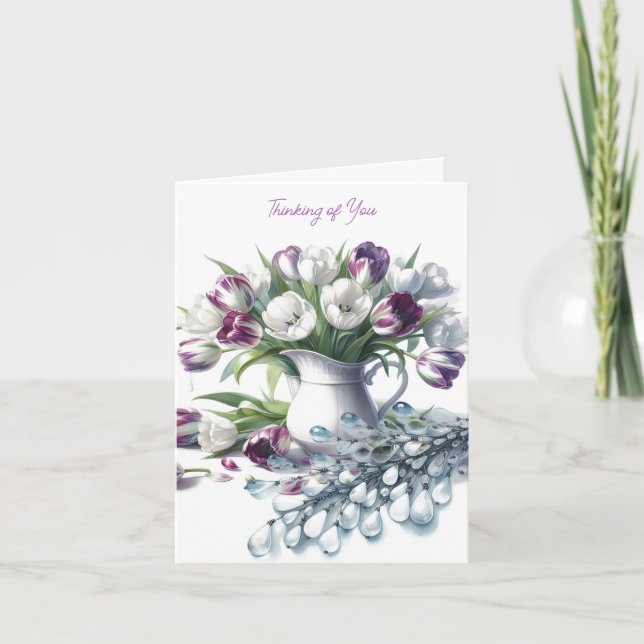 Denken Sie an Ihren weißen Pitcher der Tulips-Kart Karte (Vorderseite)