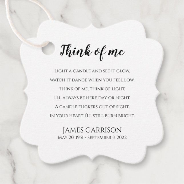 Denken Sie an meine Feier zur Lebenskerze Geschenkanhänger (Vorderseite)