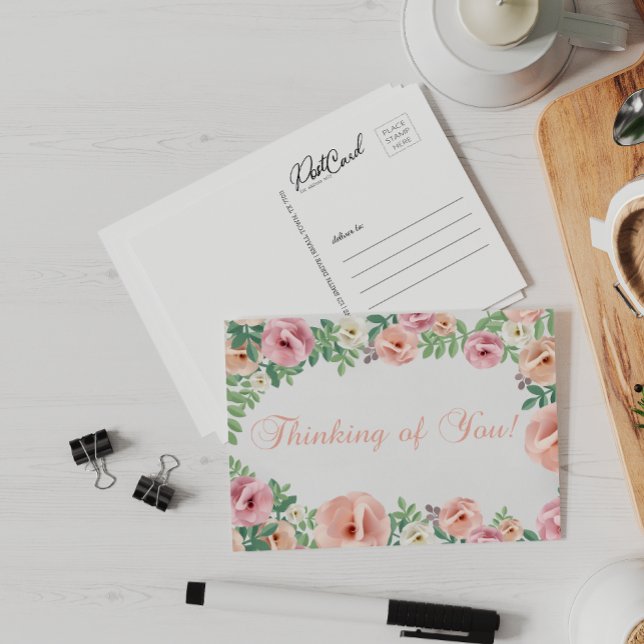 Denken Sie an Pastel Hübsch Pink Floral Postkarte (Von Creator hochgeladen)