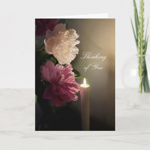 Denken Sie an Peonies und Candlelight Karte