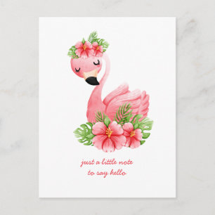 Denken Sie an Pink Flamingo Tropical Blume Pos Postkarte